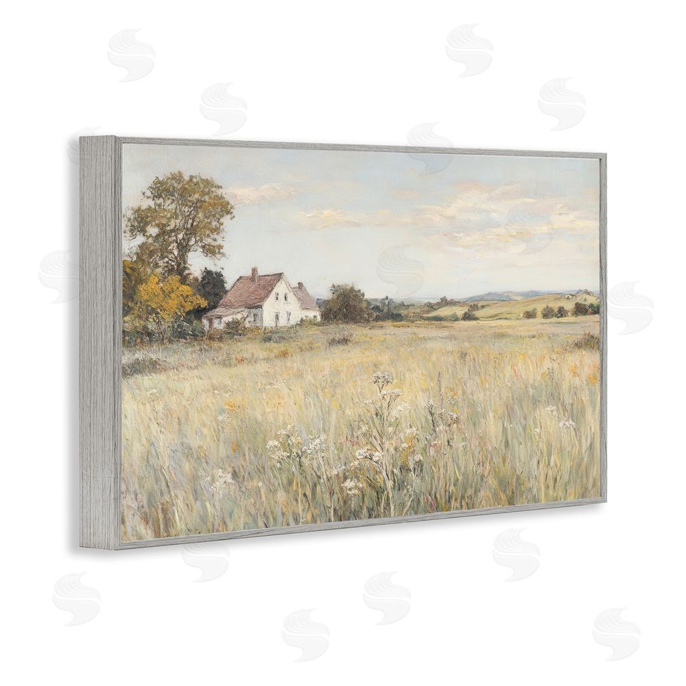 Petal Prints Design Country Living in Golden Meadow Gray Framed Giclee Wall Art Print