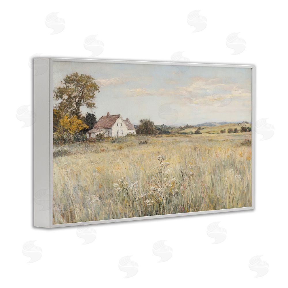 Petal Prints Design Country Living in Golden Meadow White Framed Giclee Wall Art Print