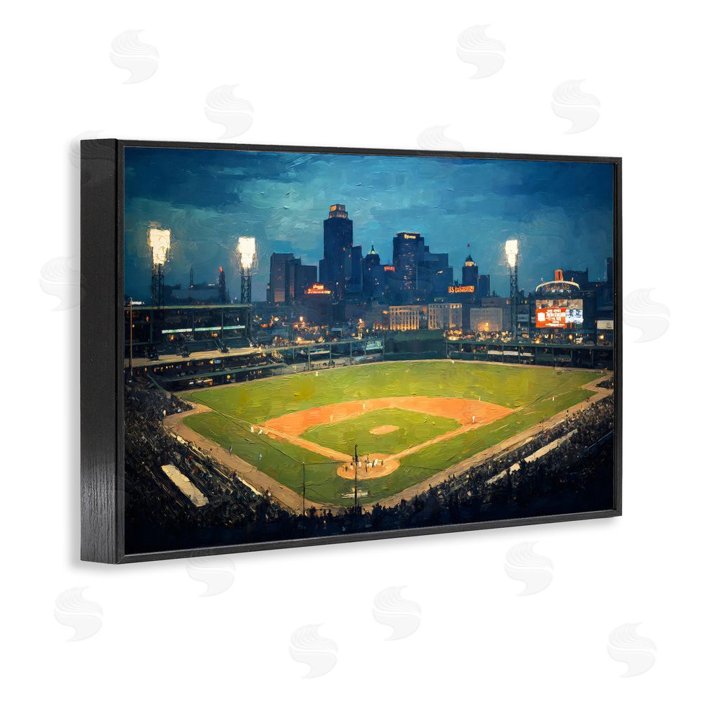 Arlington Prints Baseball Stadium at Night Black Framed Giclee Print Wall Art
