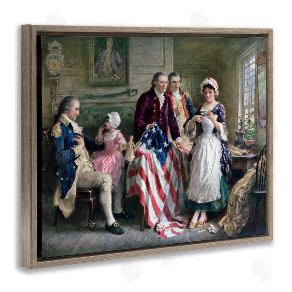 Arlington Prints Historical Betsy Ross Brown Floating Frame Canvas Wall Art Print