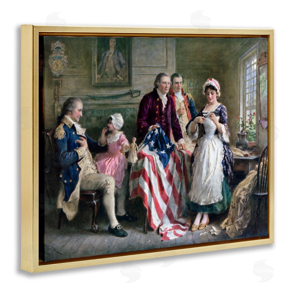 Arlington Prints Historical Betsy Ross Gold Floating Frame Canvas Wall Art Print