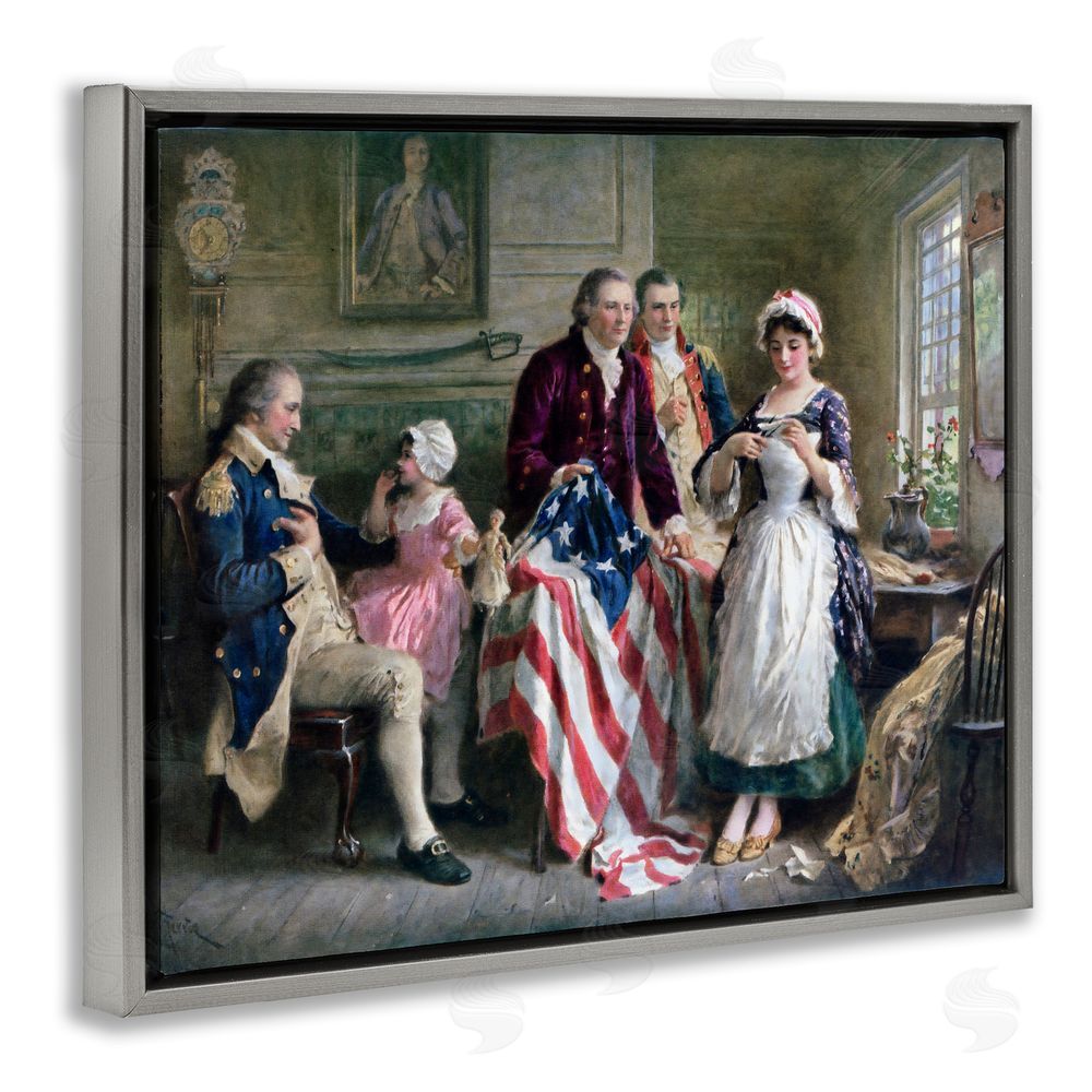Arlington Prints Historical Betsy Ross Gray Floating Frame Canvas Wall Art Print
