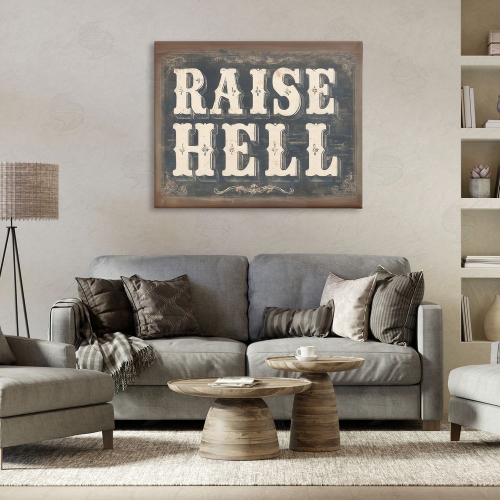 Arlington Prints Raise Hell Vintage Western Stretched Canvas Wall Art in Room