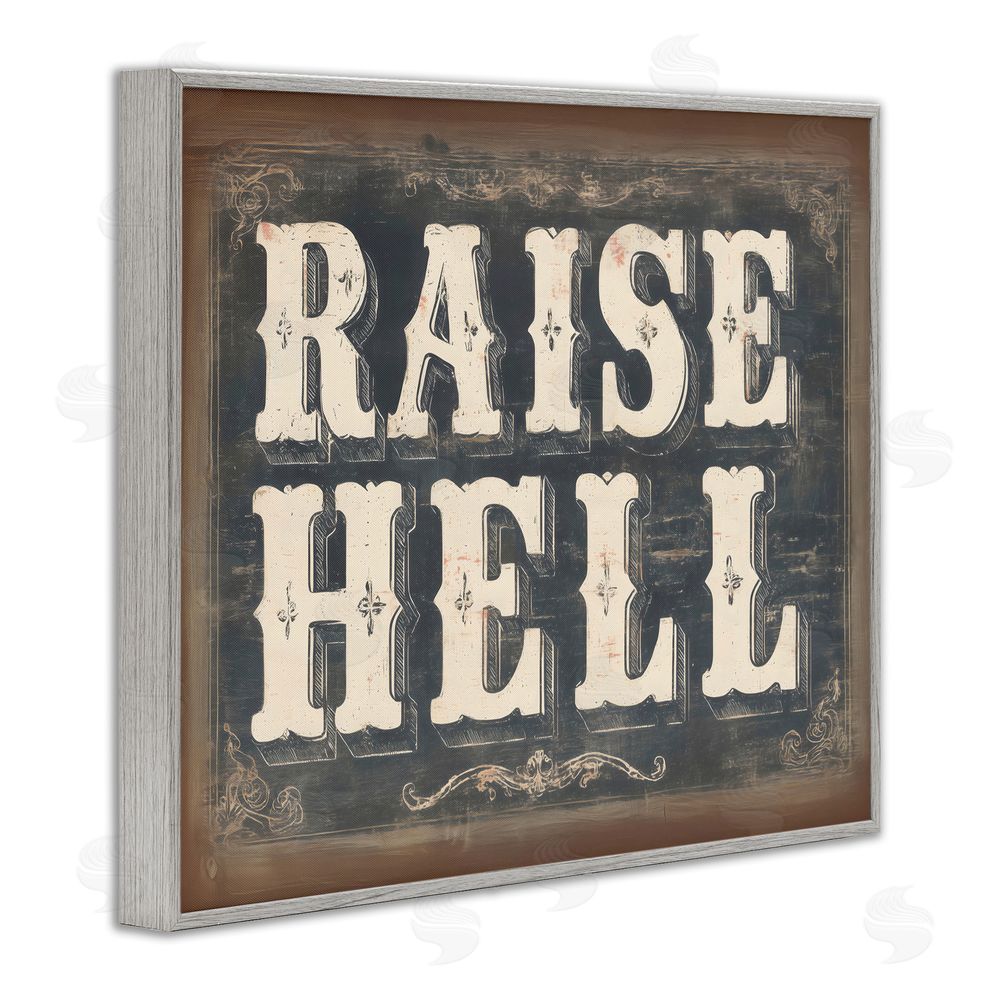 Arlington Prints Raise Hell Vintage Western Gray Framed Giclee Wall Art