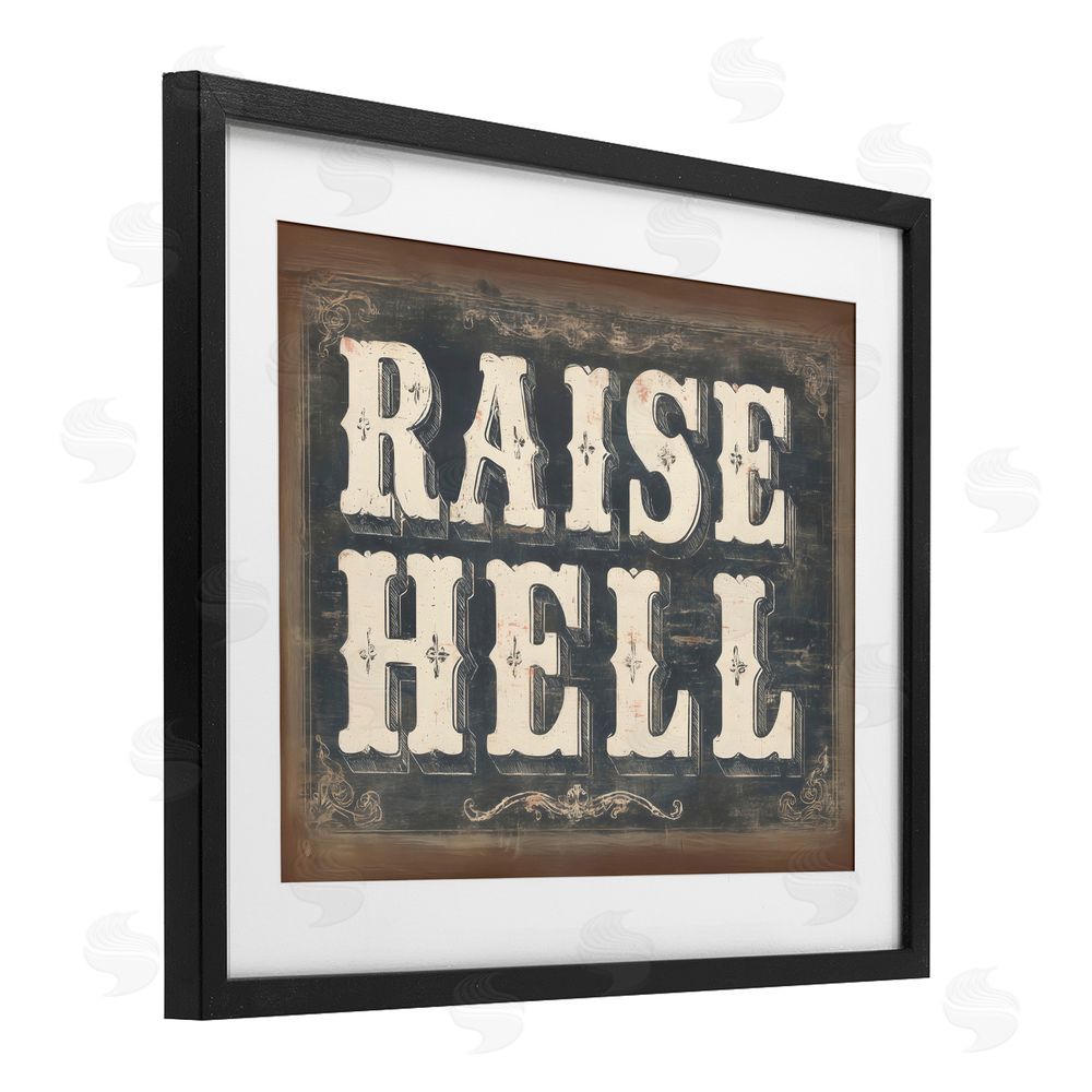Arlington Prints Raise Hell Vintage Western Black Framed Print Under Glass Wall Art