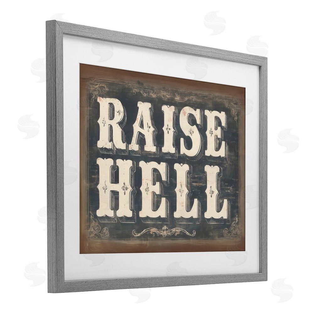 Arlington Prints Raise Hell Vintage Western Gray Framed Print Under Glass Wall Art