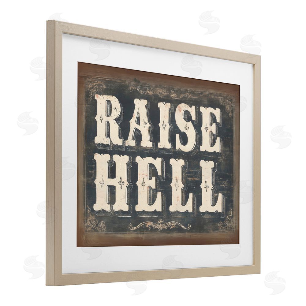 Arlington Prints Raise Hell Vintage Western Brown Framed Print Under Glass Wall Art