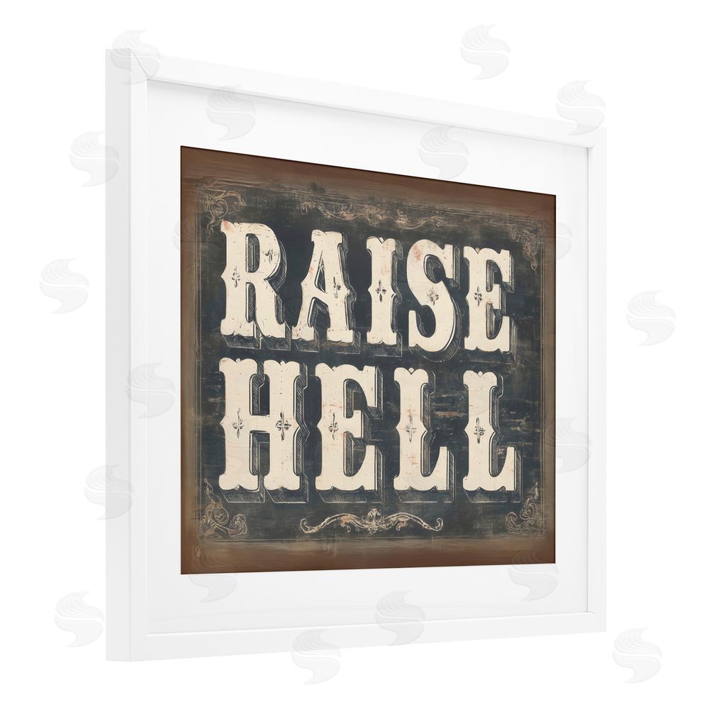Arlington Prints Raise Hell Vintage Western White Framed Print Under Glass Wall Art