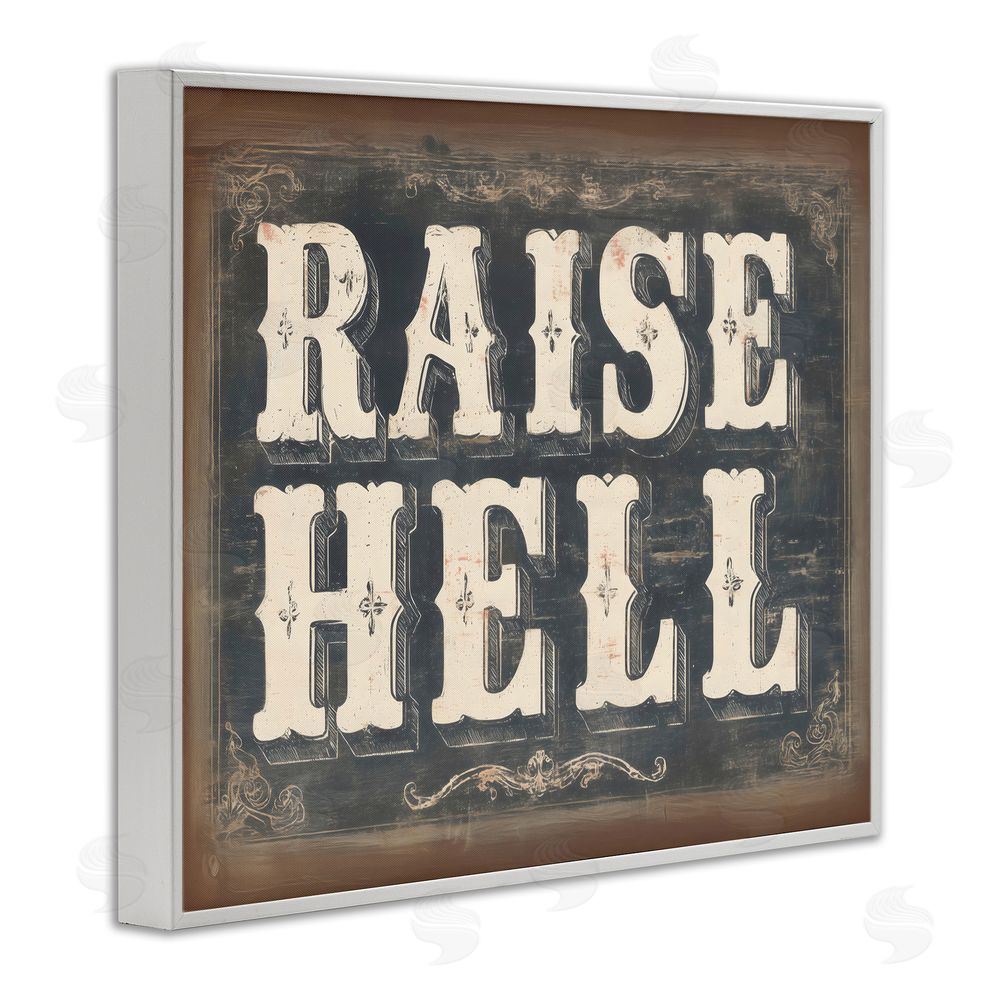 Arlington Prints Raise Hell Vintage Western White Framed Giclee Wall Art