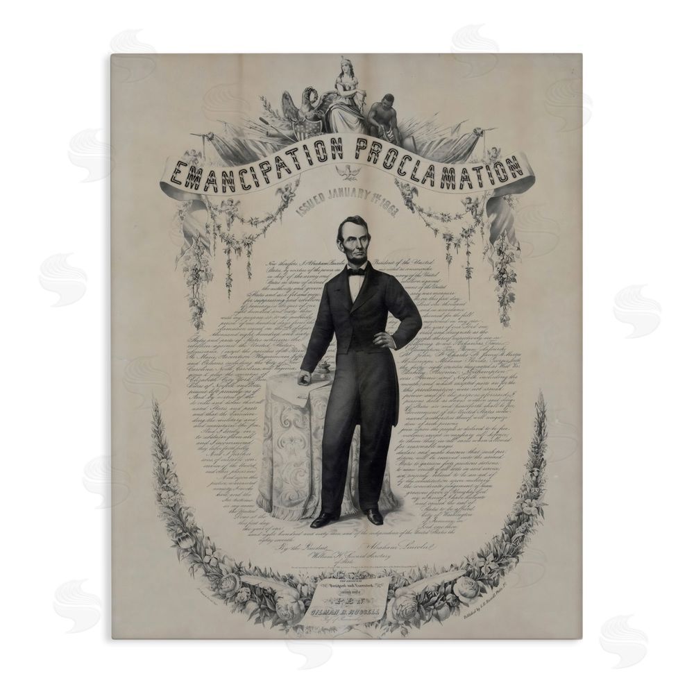 Arlington Prints Lincoln with Emancipation Proclamation Stretched Canvas Wall Art