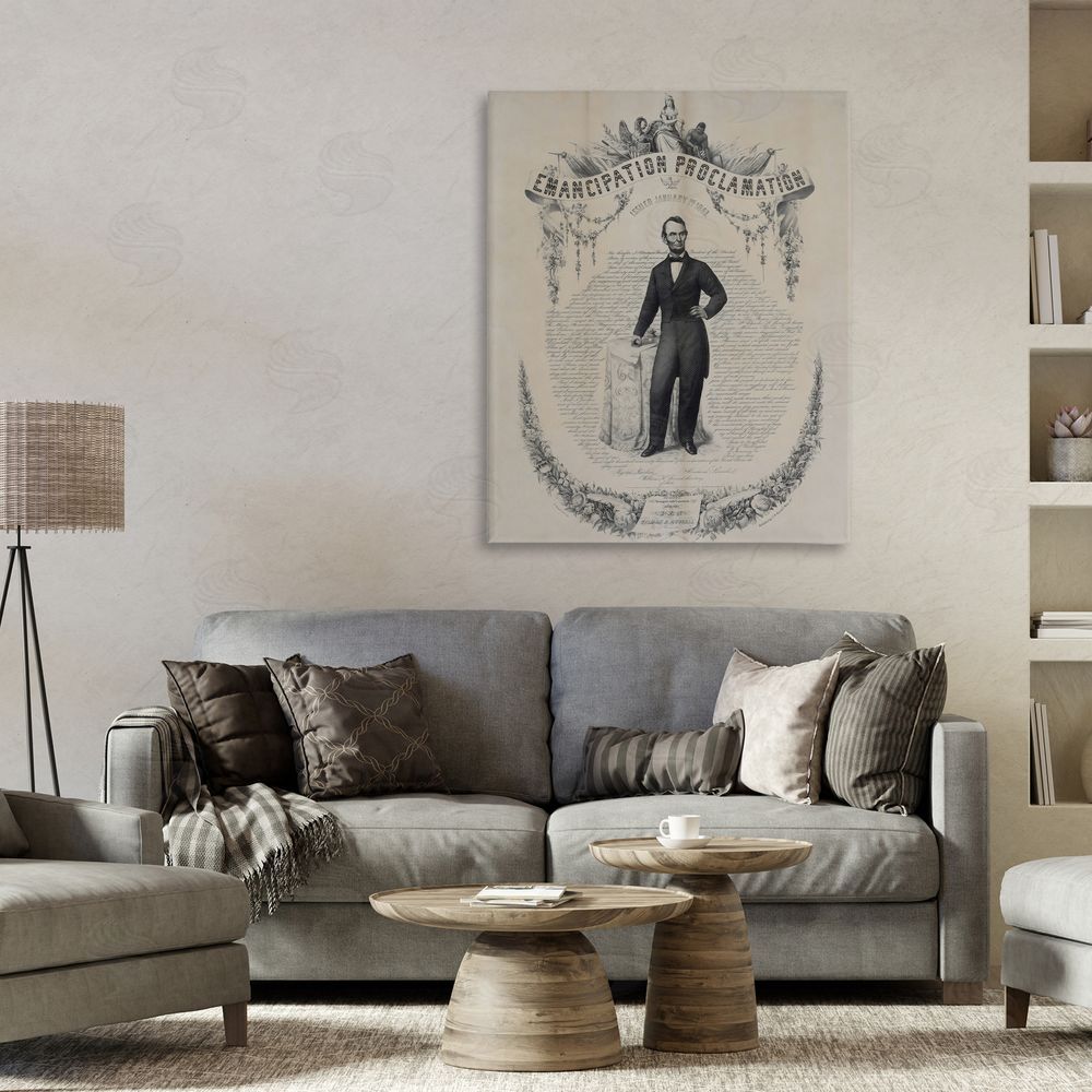 Arlington Prints Lincoln with Emancipation Proclamation Stretched Canvas Wall Art in Room