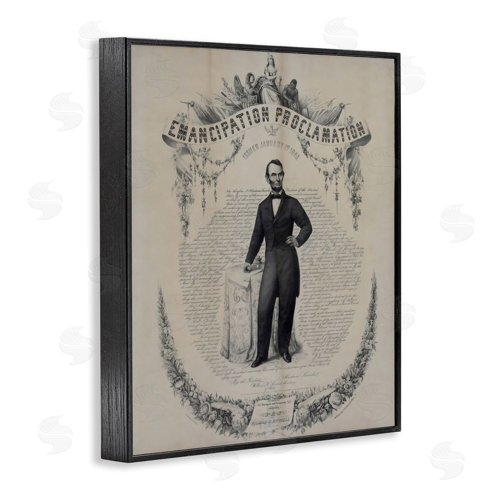 Arlington Prints Lincoln with Emancipation Proclamation Black Framed Giclee Wall Art