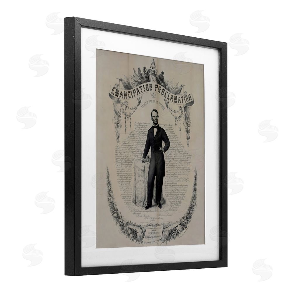 Arlington Prints Lincoln with Emancipation Proclamation Black Framed Print Under Glass Wall Art