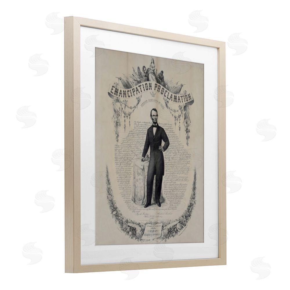 Arlington Prints Lincoln with Emancipation Proclamation Brown Framed Print Under Glass Wall Art