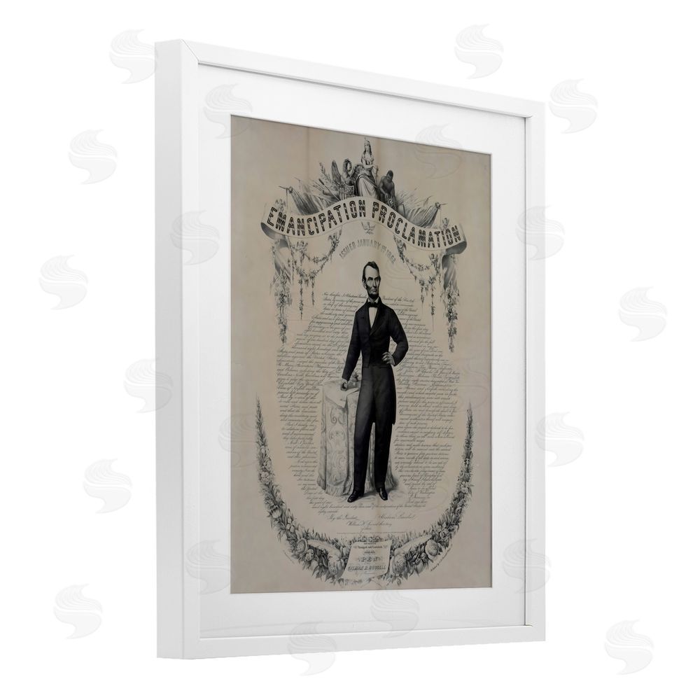Arlington Prints Lincoln with Emancipation Proclamation White Framed Print Under Glass Wall Art
