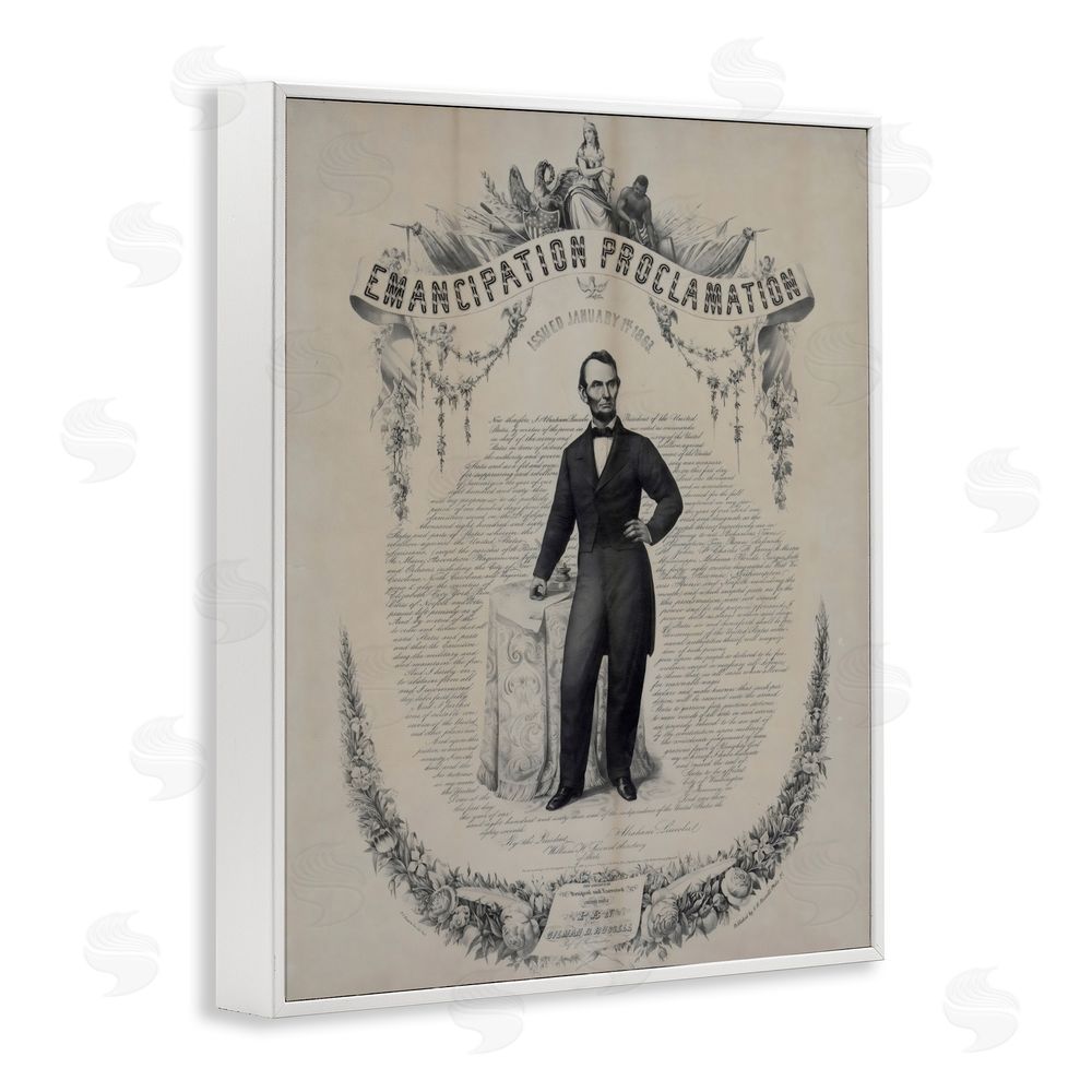 Arlington Prints Lincoln with Emancipation Proclamation White Framed Giclee Wall Art