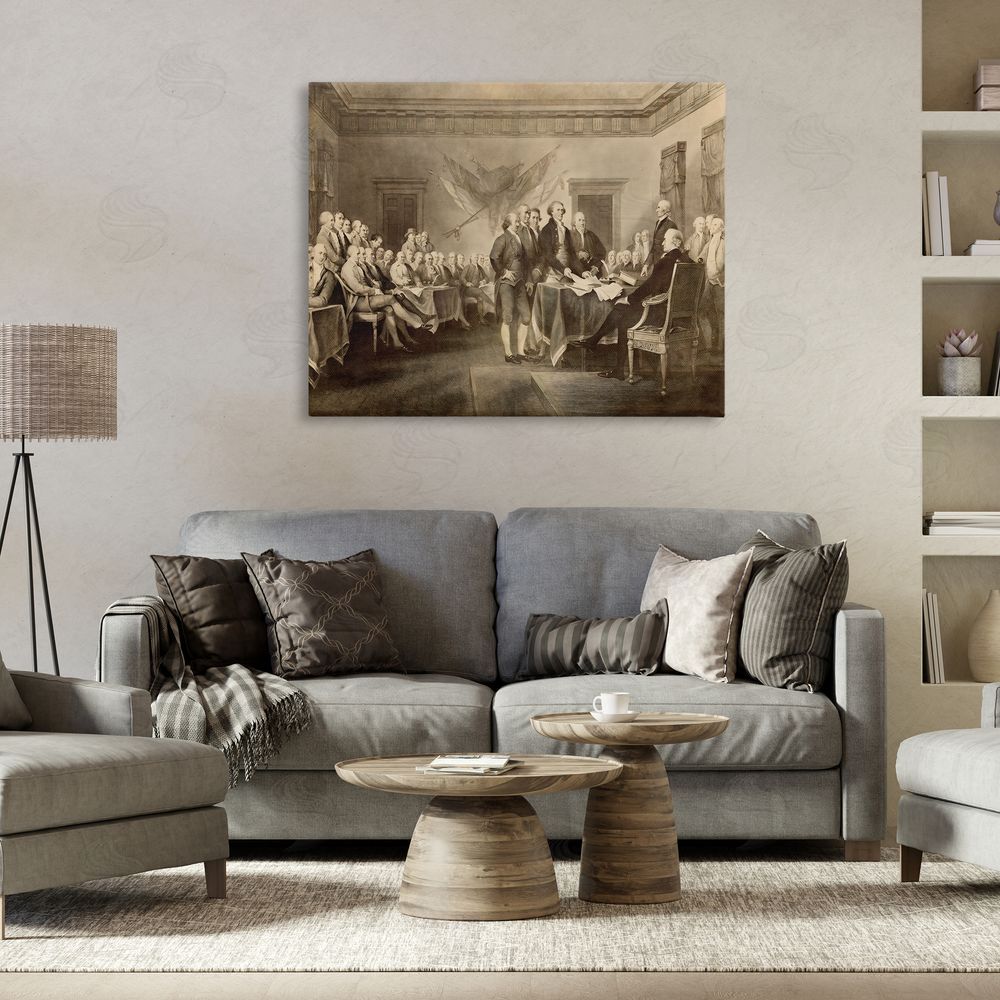Arlington Prints Historical Signing Of Declaration Stretched Canvas Wall Art in Room