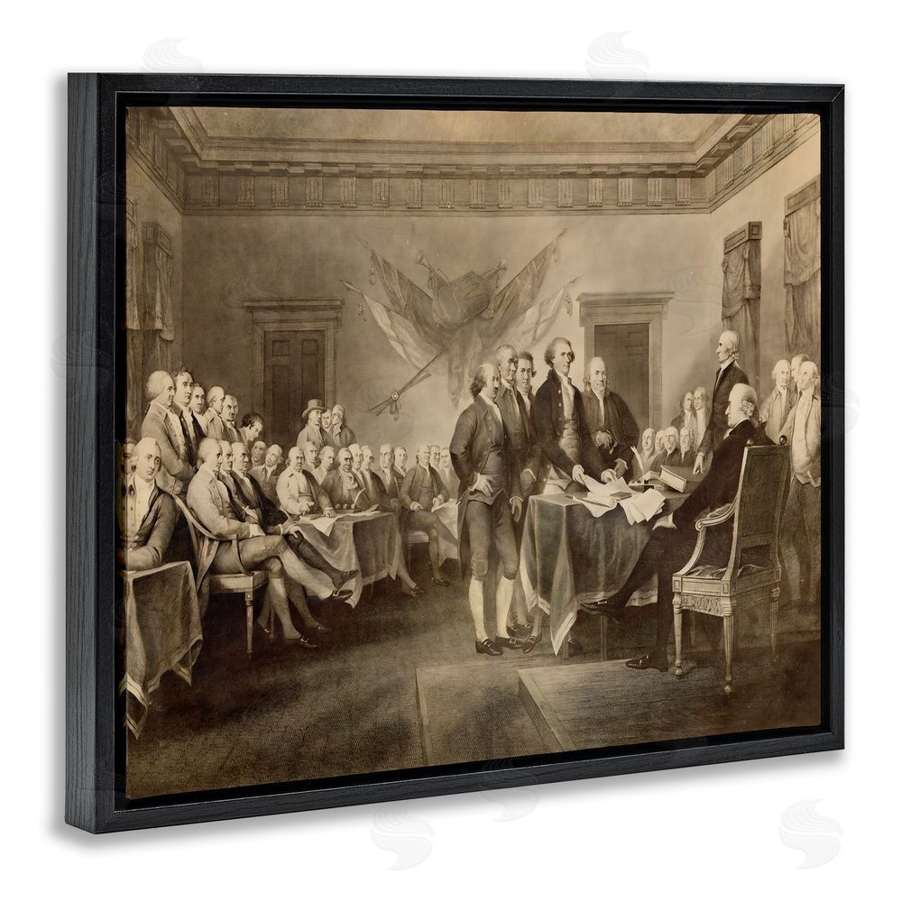 Arlington Prints Historical Signing Of Declaration Black Floating Framed Canvas Wall Art