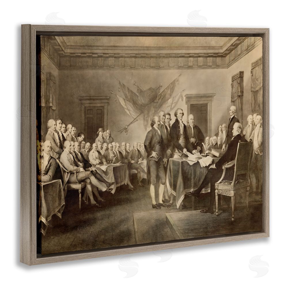 Arlington Prints Historical Signing Of Declaration Brown Floating Framed Canvas Wall Art
