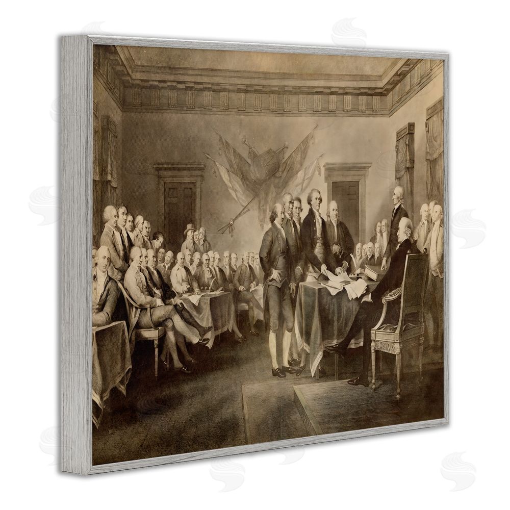 Arlington Prints Historical Signing Of Declaration Gray Framed Giclee Wall Art