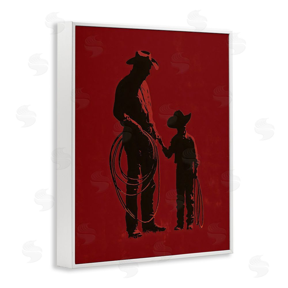 Arlington Prints Burgundy Cowboy Father & Son White Framed Giclee Print Wall Art