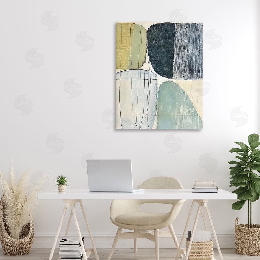 Riley B Modern Organic Composition Stretched Canvas Wall Art in Room