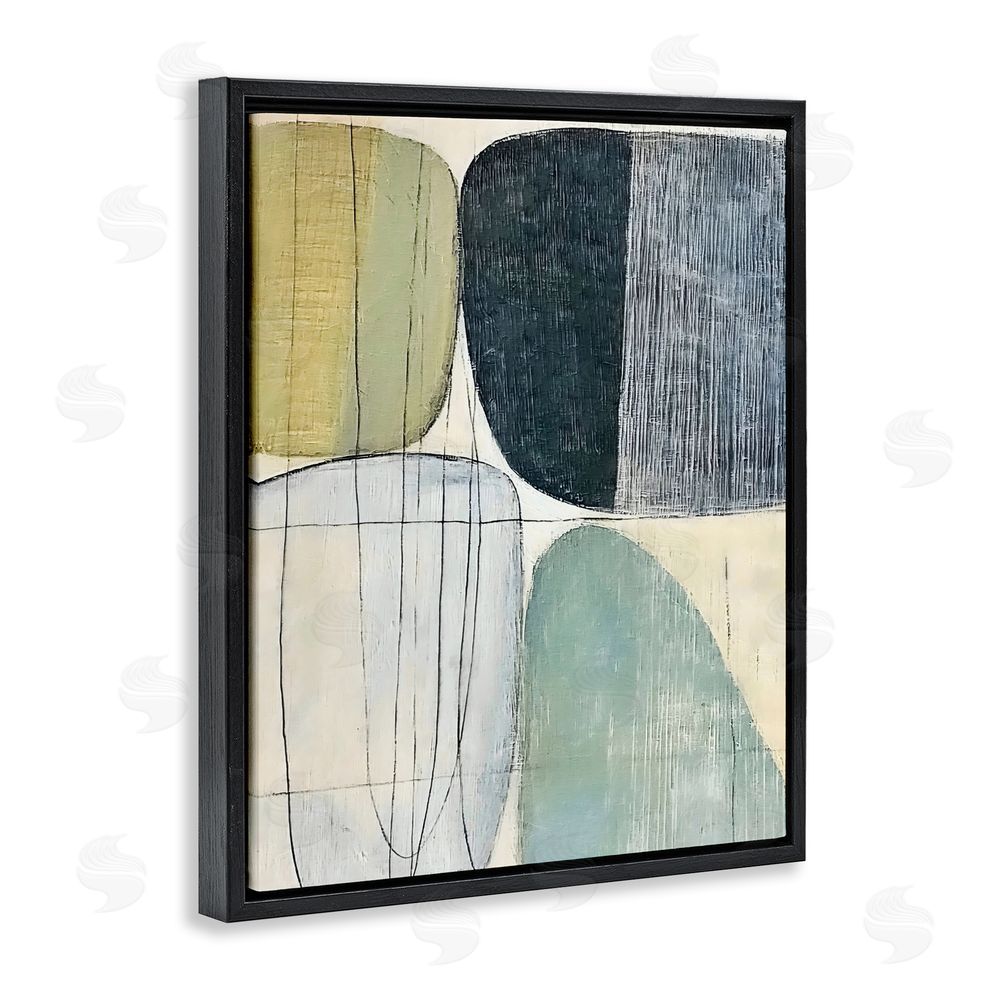 Riley B Modern Organic Composition Black Floating Framed Canvas Wall Art