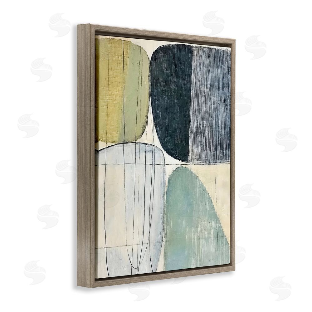 Riley B Modern Organic Composition Brown Floating Framed Canvas Wall Art