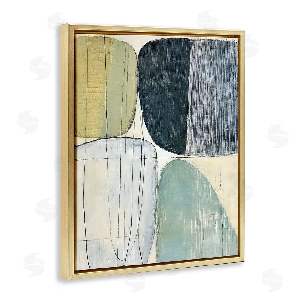 Riley B Modern Organic Composition Gold Floating Framed Canvas Wall Art