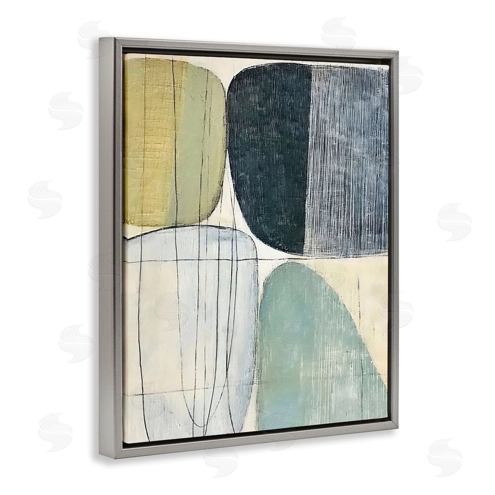 Riley B Modern Organic Composition Gray Floating Framed Canvas Wall Art
