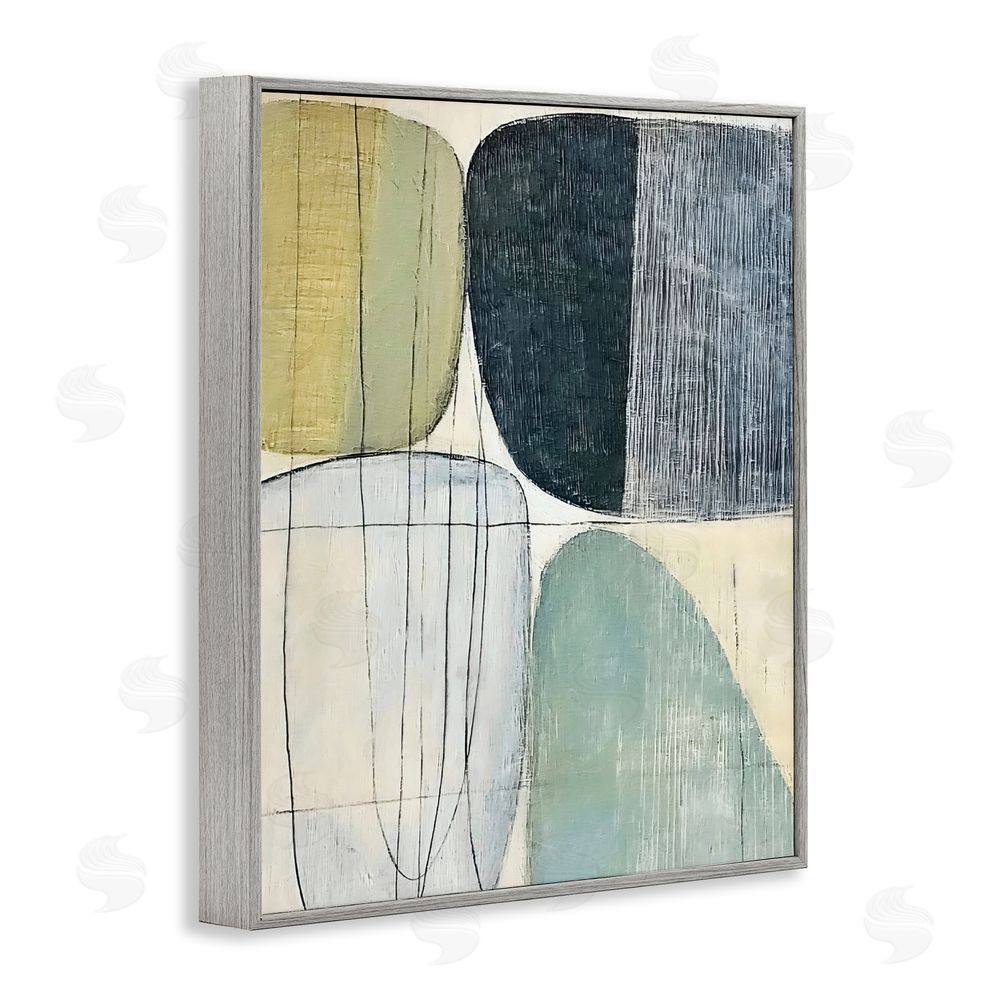 Riley B Modern Organic Composition Gray Framed Giclee Wall Art