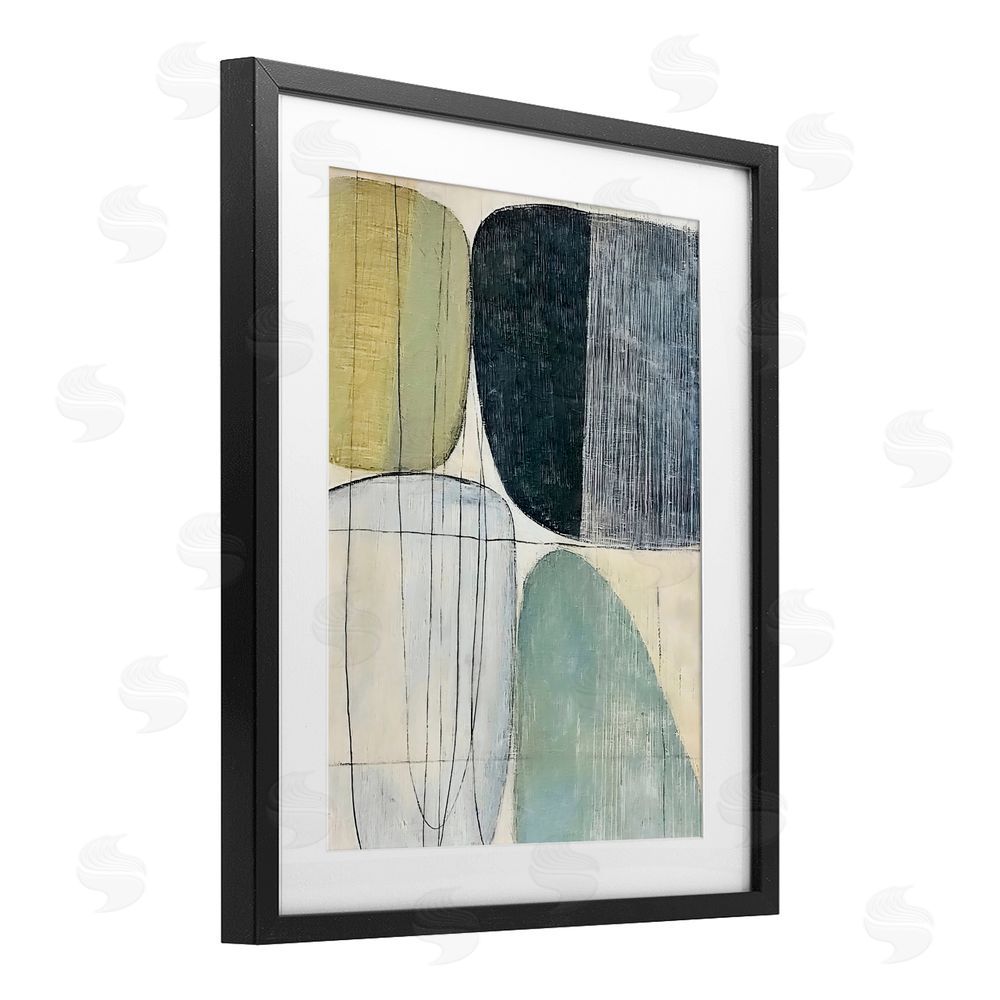 Riley B Modern Organic Composition Black Framed Print Under Glass Wall Art