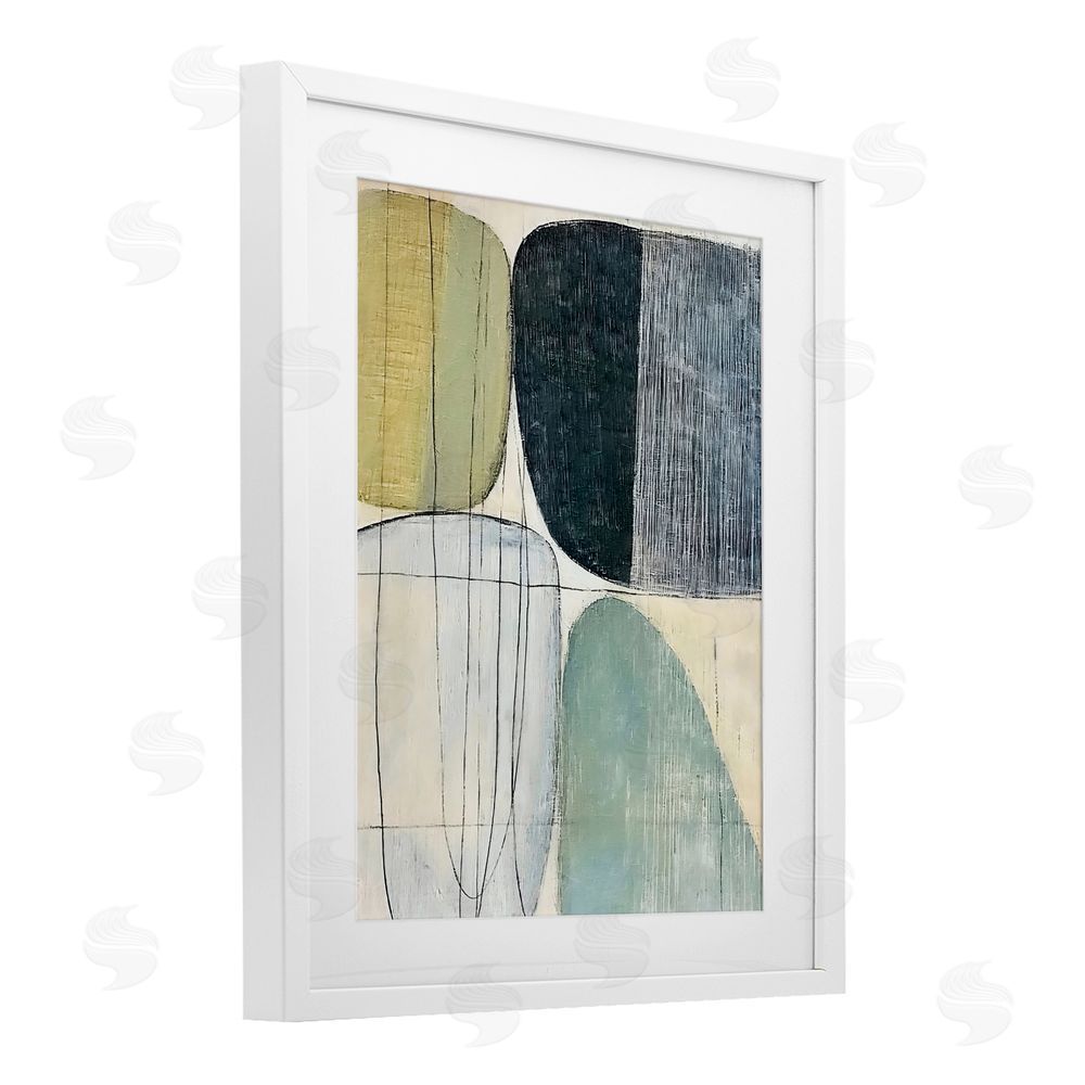 Riley B Modern Organic Composition White Framed Print Under Glass Wall Art