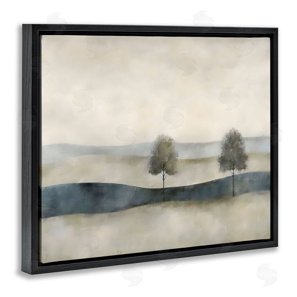 Riley B Muted Horizon with Trees Black Floating Framed Canvas Wall Art