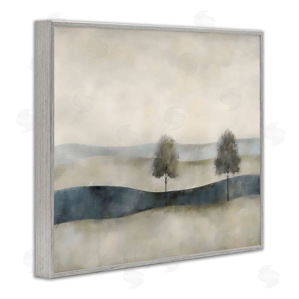 Riley B Muted Horizon with Trees Gray Framed Giclee Wall Art