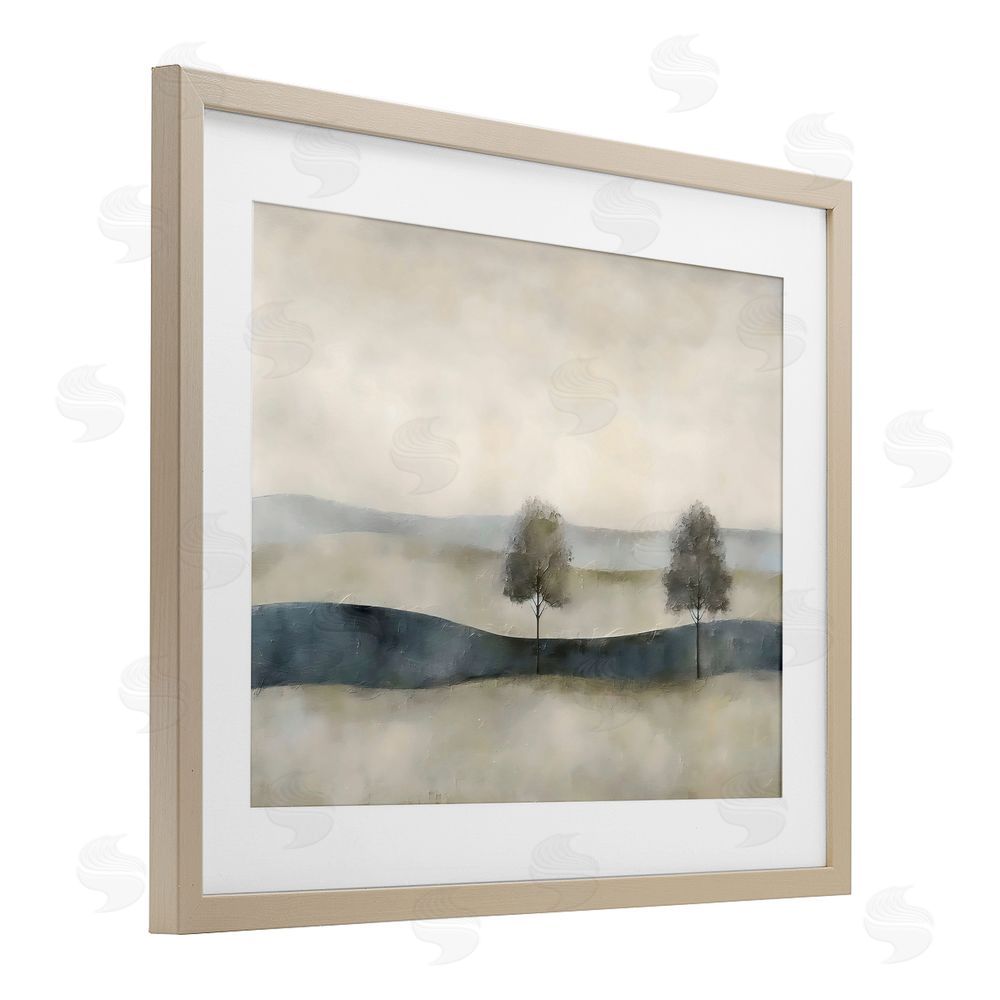 Riley B Muted Horizon with Trees Brown Framed Print Under Glass Wall Art