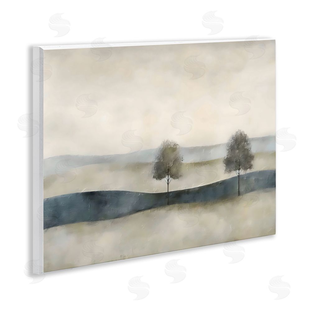 Riley B Muted Horizon with Trees Wall Plaque Home Decor Art Print