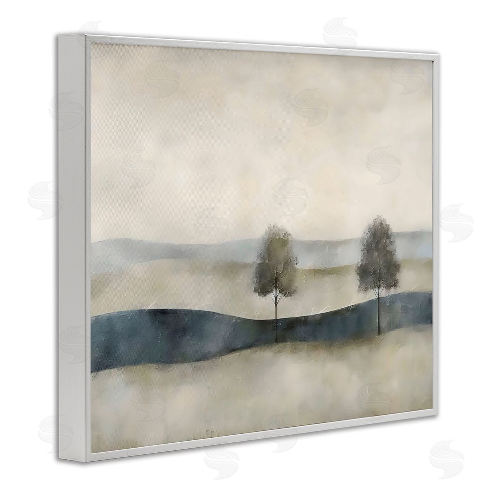 Riley B Muted Horizon with Trees White Framed Giclee Wall Art