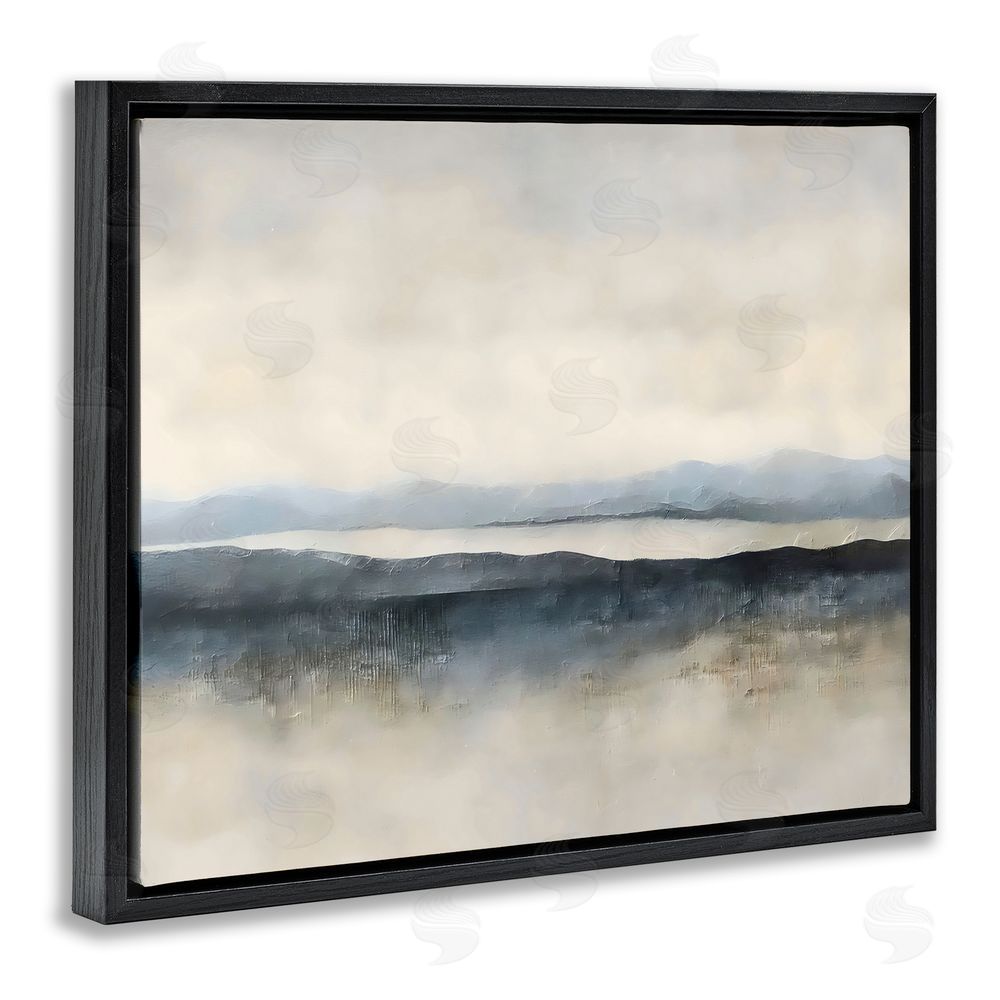 Riley B Misty Muted Horizon Black Floating Framed Canvas Wall Art