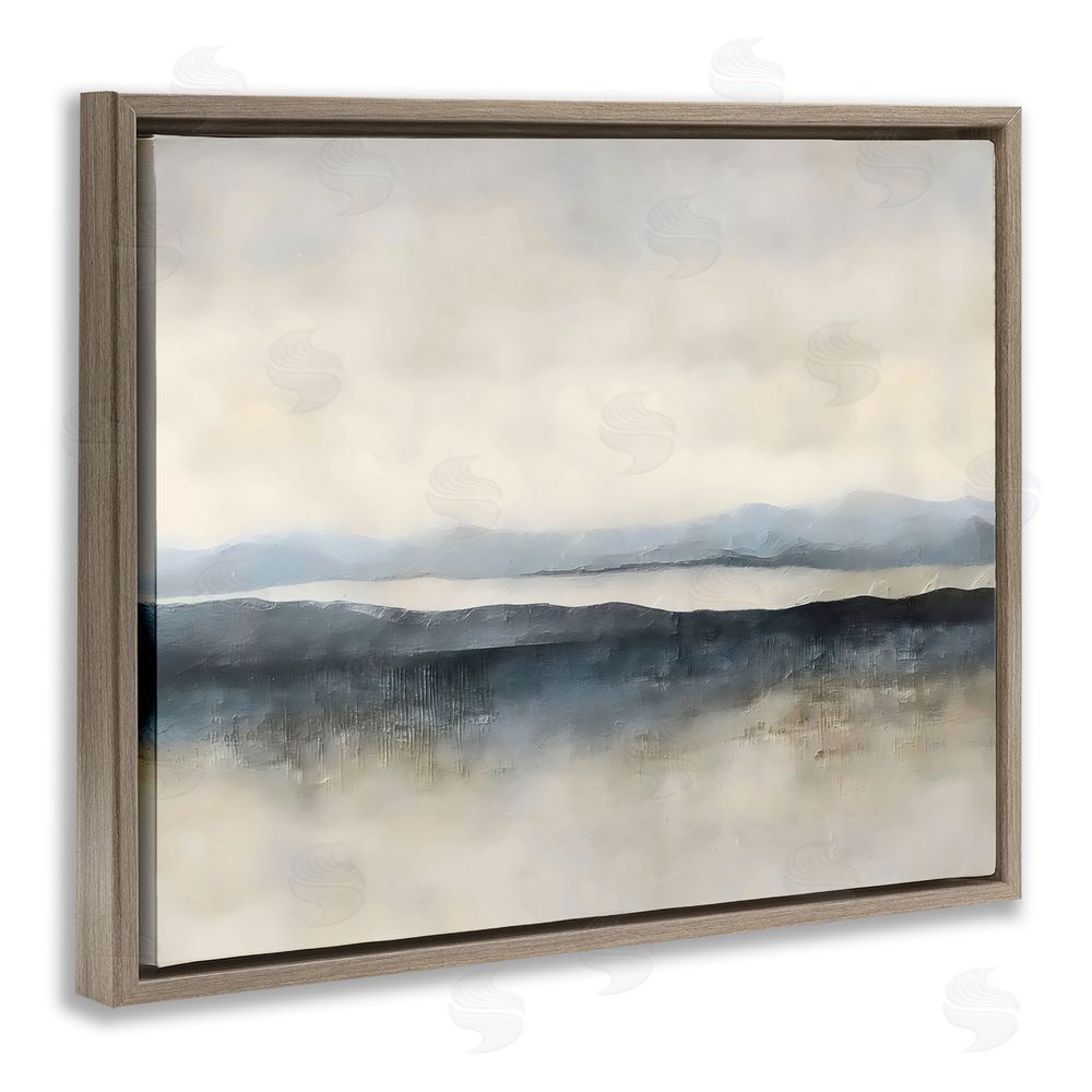 Riley B Misty Muted Horizon Brown Floating Framed Canvas Wall Art