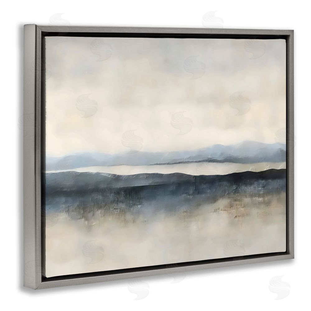 Riley B Misty Muted Horizon Gray Floating Framed Canvas Wall Art