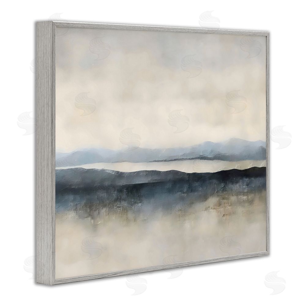 Riley B Misty Muted Horizon Gray Framed Giclee Wall Art