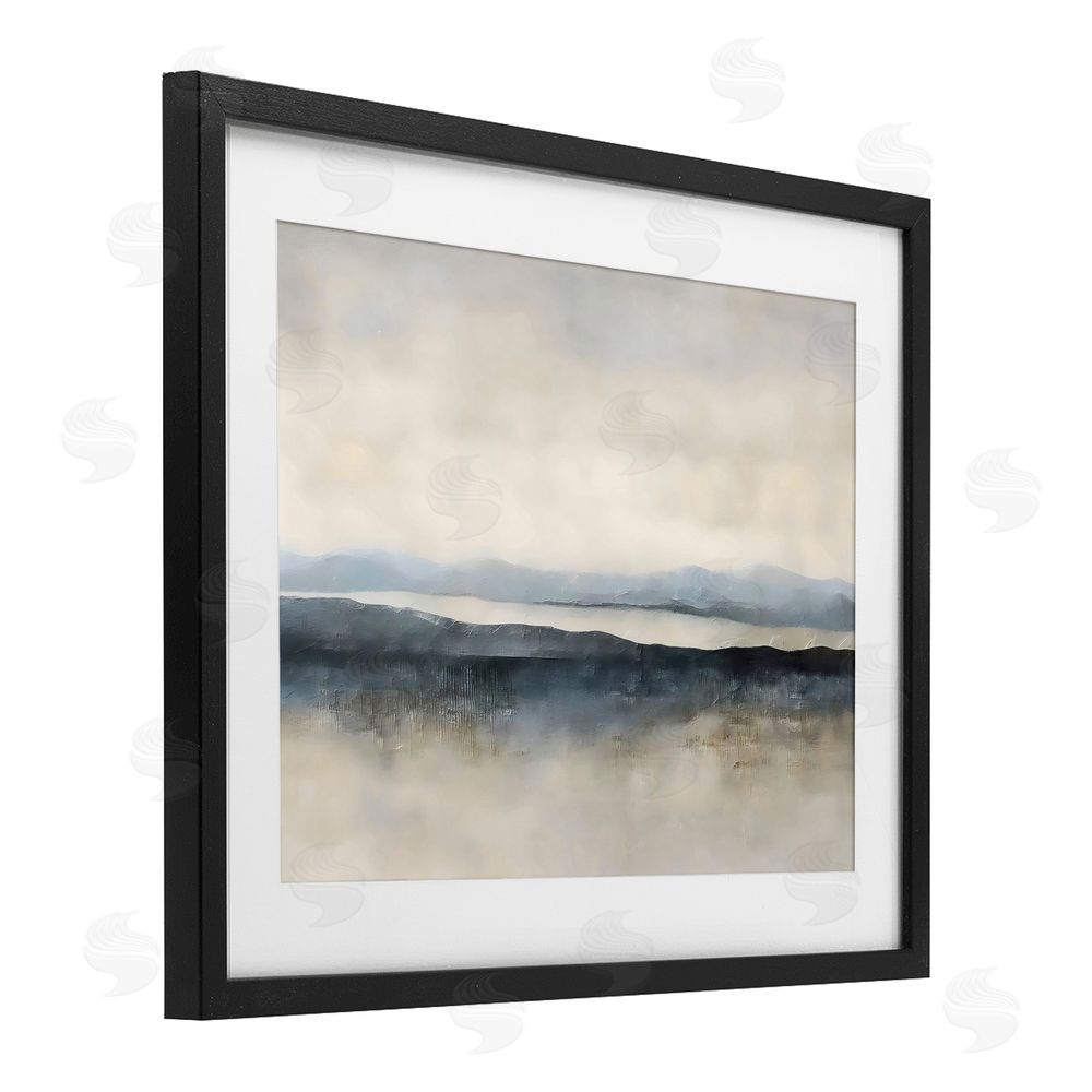Riley B Misty Muted Horizon Black Framed Print Under Glass Wall Art