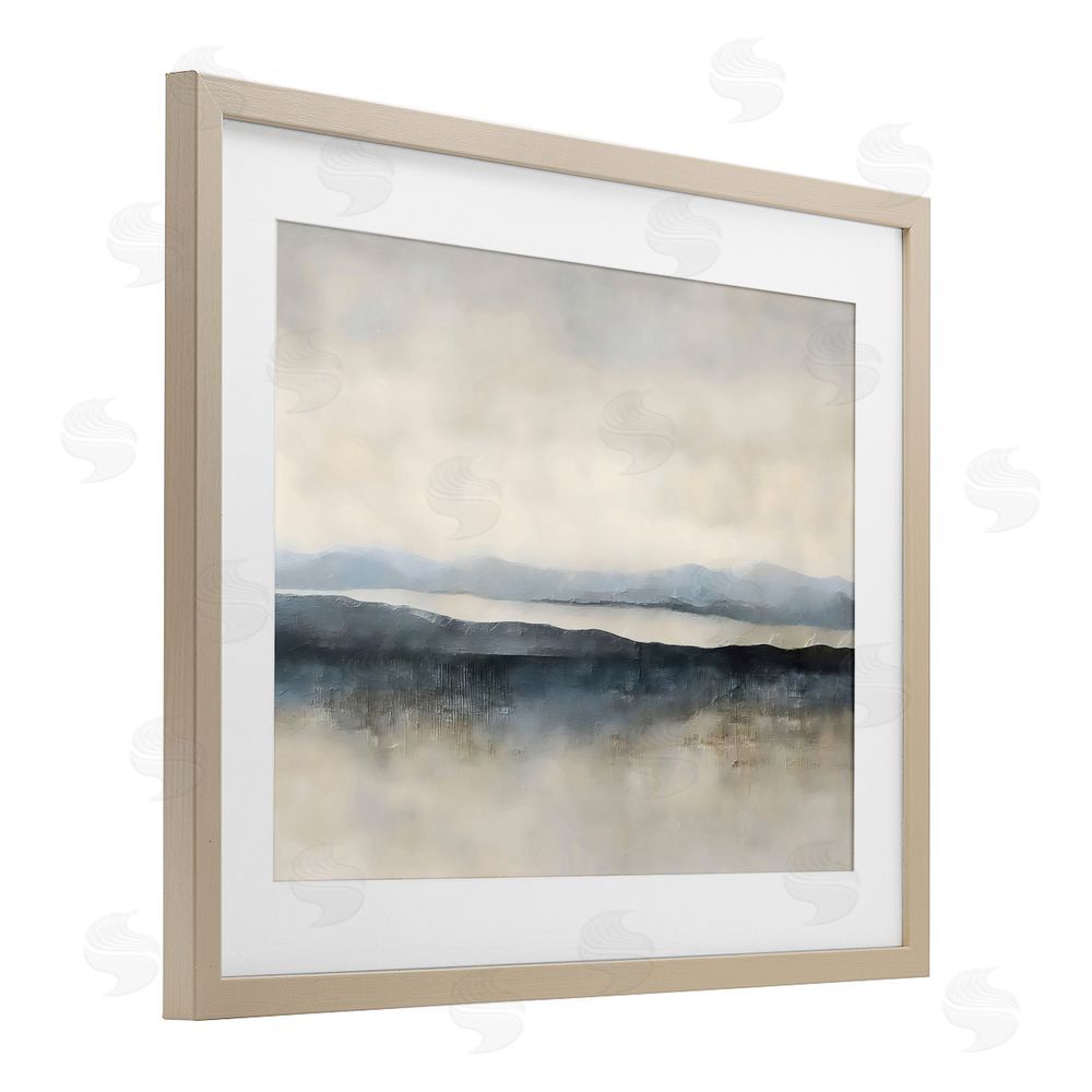 Riley B Misty Muted Horizon Brown Framed Print Under Glass Wall Art