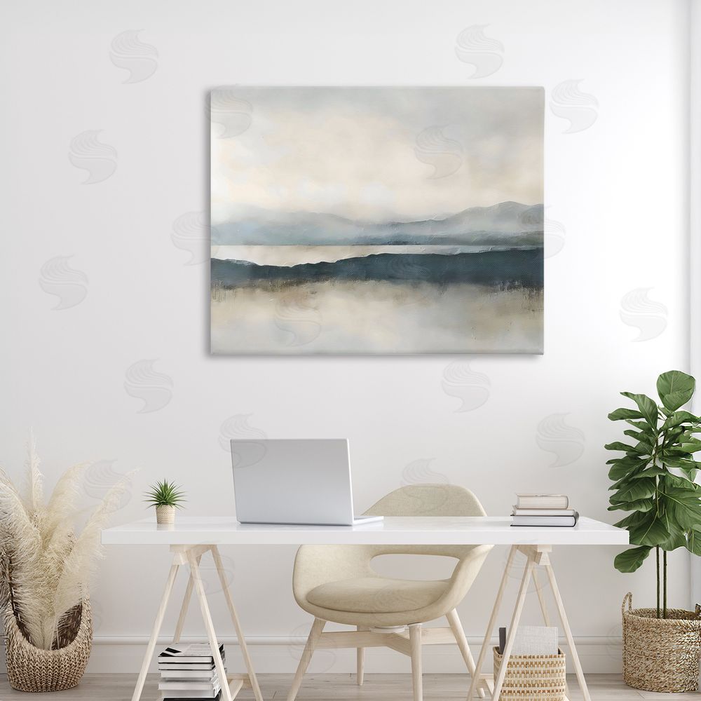 Riley B Muted Horizon Mountainscape Stretched Canvas Wall Art in Room