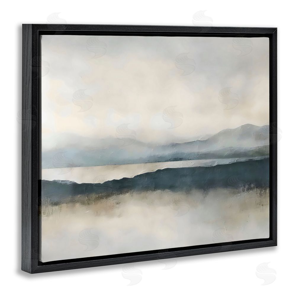 Riley B Muted Horizon Mountainscape Black Floating Framed Canvas Wall Art
