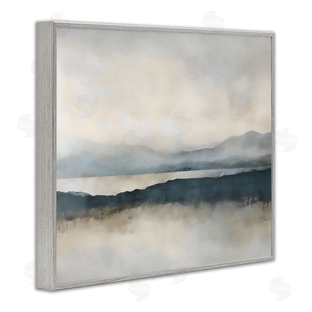 Riley B Muted Horizon Mountainscape Gray Framed Giclee Wall Art