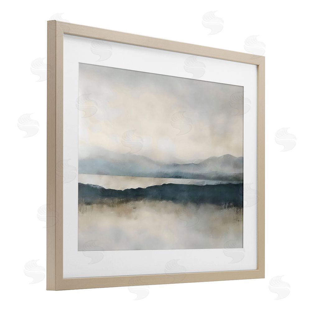 Riley B Muted Horizon Mountainscape Brown Framed Print Under Glass Wall Art