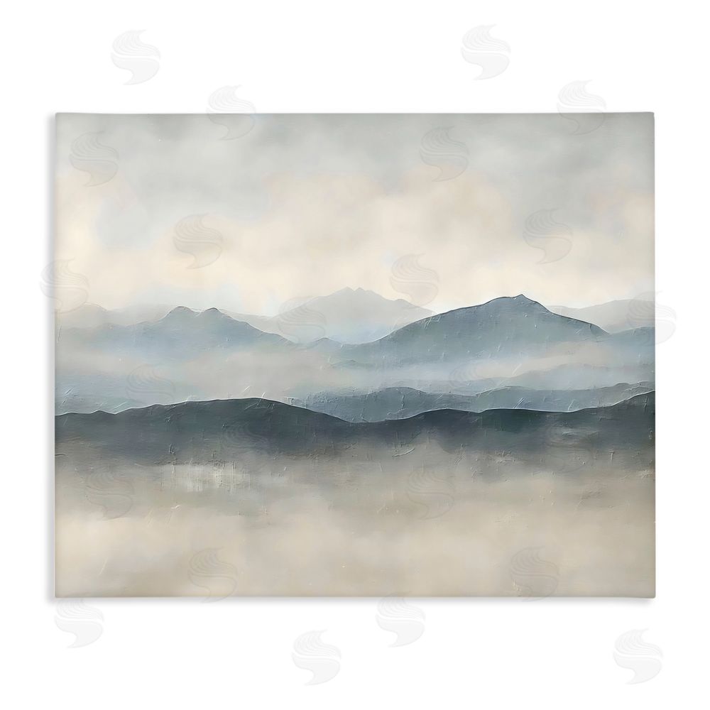 Riley B Misty Muted Mountainscape Stretched Canvas Wall Art
