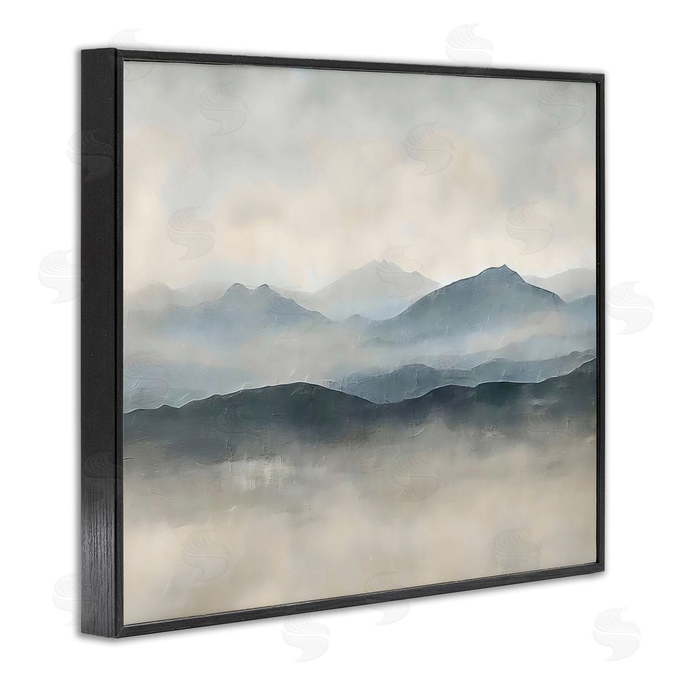 Riley B Misty Muted Mountainscape Black Framed Giclee Wall Art